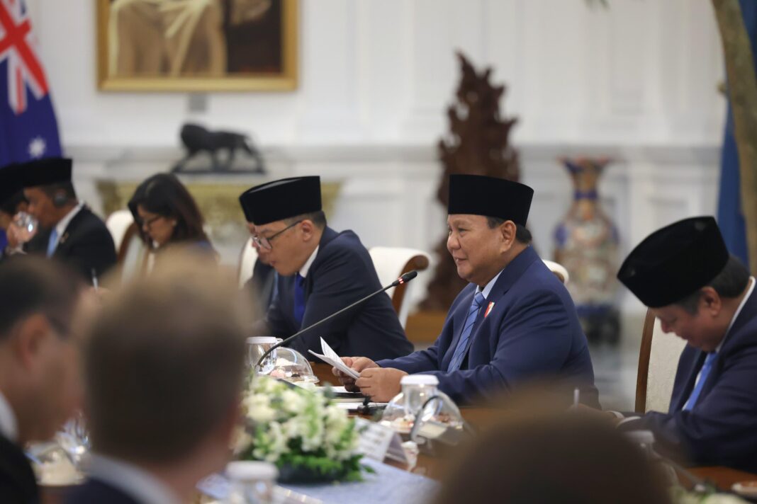Presiden Prabowo mengadakan pertemuan dengan Perdana Menteri Australia Anthony Albanese, di Istana Merdeka, Jakarta, Kamis (15/5). [Tim Media Presiden]