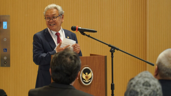 Heri Akhmadi saat berbicara di Paviliun Indonesia World Expo 2025 Osaka. [astakom / Bappenas]