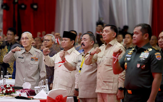 Presiden Prabowo menghadiri acara Halalbihalal TNI-Polri, di Jakarta, Selasa (6/5). [Tim Media Presiden]