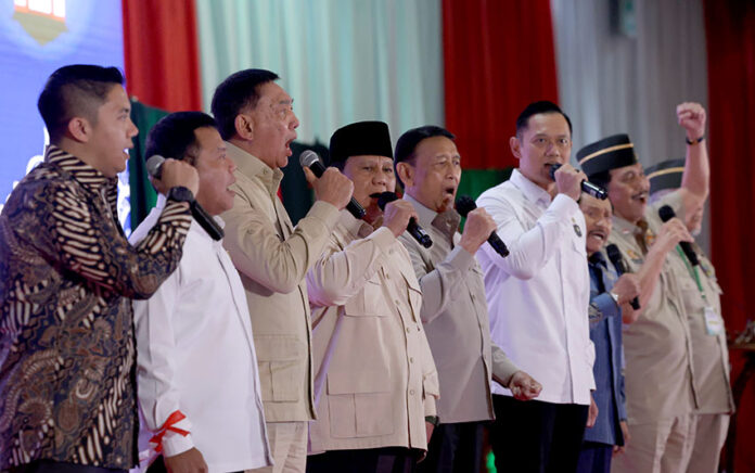 Presiden Prabowo menghadiri acara Halalbihalal TNI-Polri, di Jakarta, Selasa (6/5). [Tim Media Presiden]