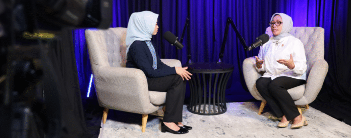 Menteri PPPA dalam podcast Antara On The Record, Senin (19/5). [astakom / Kemen PPPA]