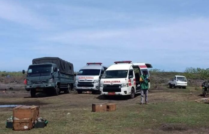 Belasan orang menjadi korban dalam pemusnahan amunisi tak layak di Desa Sagara, Kecamatan Cibalong, Kabupaten Garut, Jawa Barat, Senin (12/5). [astakom / x]