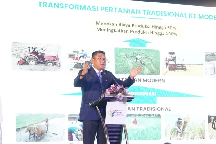 Wamentan Sudaryono dalam peluncuran resmi Agrinas yang digelar di Pos Bloc, Jakarta pada Rabu (14/5). [astakom]