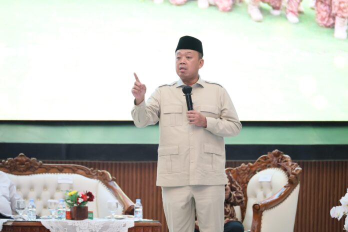 Menteri Agraria dan Tata Ruang/Kepala Badan Pertanahan Nasional (ATR/BPN), Nusron Wahid saat menghadiri acara Orientasi Kepemimpinan Kepala Daerah dan Wakil Kepala Daerah Tahun 2025 Gelombang II di Institut Pemerintahan Dalam Negeri (IPDN), Sumedang, Rabu (25/6). [astakom / ATR/BPN]