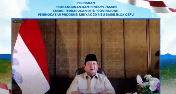 Peresmian Pembangunan dan Pengoperasian Energi Terbarukan di 15 Provinsi dan Peningkatan Produksi Minyak 30 Ribu Barel Blok Cepu. [astakom / Youtube Setkab]