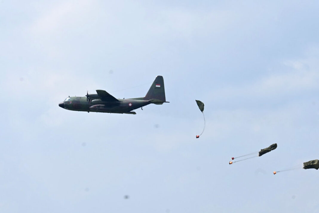 Latihan Matra Udara II Koopsud II, Sikatan Daya, Cakra B, dan Trisula Perkasa Kopasgat 2025, di AWR Dwi Harmono Lanud Sjamsuddin Noor, Maluka Baulin, Kalimantan Selatan, Senin (23/6). [astakom/Pen AU]