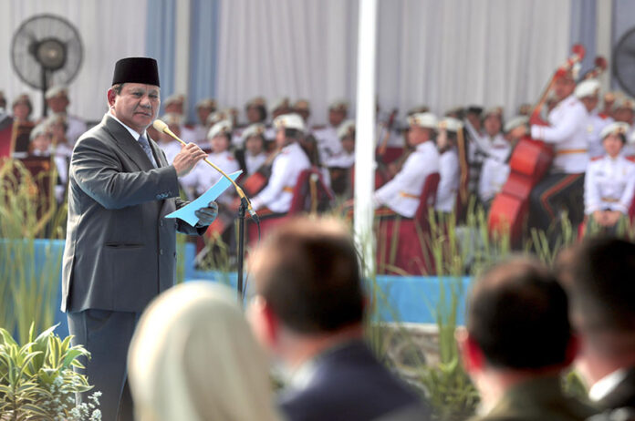 Presiden Prabowo meresmikan Kampus Bhinneka Tunggal Ika Universitas Pertahanan, di Sentul, Bogor, Jawa Barat, Rabu (11/6). [Tim Media Presiden]