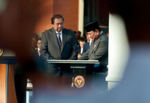 Presiden Prabowo meresmikan Kampus Bhinneka Tunggal Ika Universitas Pertahanan, di Sentul, Bogor, Jawa Barat, Rabu (11/6). [Tim Media Presiden]
