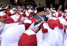 Presiden Prabwo menghadiri upacara Hari Lahir Pancasila di Gedung Pancasila, Jakarta, Senin (2/6). [Tim Media Presiden]