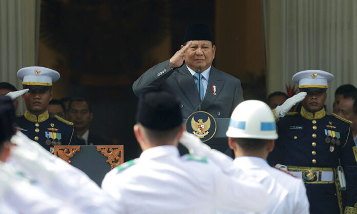 Presiden Prabwo menghadiri upacara Hari Lahir Pancasila di Gedung Pancasila, Jakarta, Senin (2/6). [Tim Media Presiden]