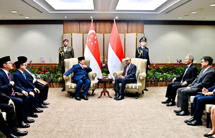 Presiden Prabowo bertemu Presiden Singapura Tharman Shanmugaratnam, di Singapura, Senin (16/6). {Tim Media Presiden]