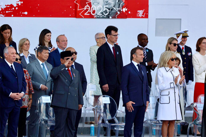 Presiden Prabowo menghadiri perayaan Bastille Day 2025, di Paris, Prancis, Senin (14/7). [Tim Media Presiden]