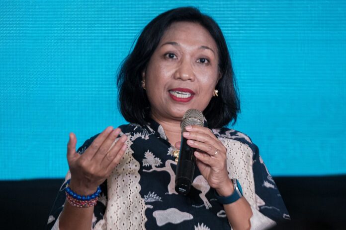 Deputi Bidang Pemasaran Kementerian Pariwisata, Ni Made Ayu Marthini saat menjelaskan kampanye promosi media luar ruang di dua kota strategis Eropa yakni Berlin dan Roma yang akan berlangsung sepanjang Juli 2025 mulai 1 hingga 31 Juli 2025. [astakom / Kemenpar]