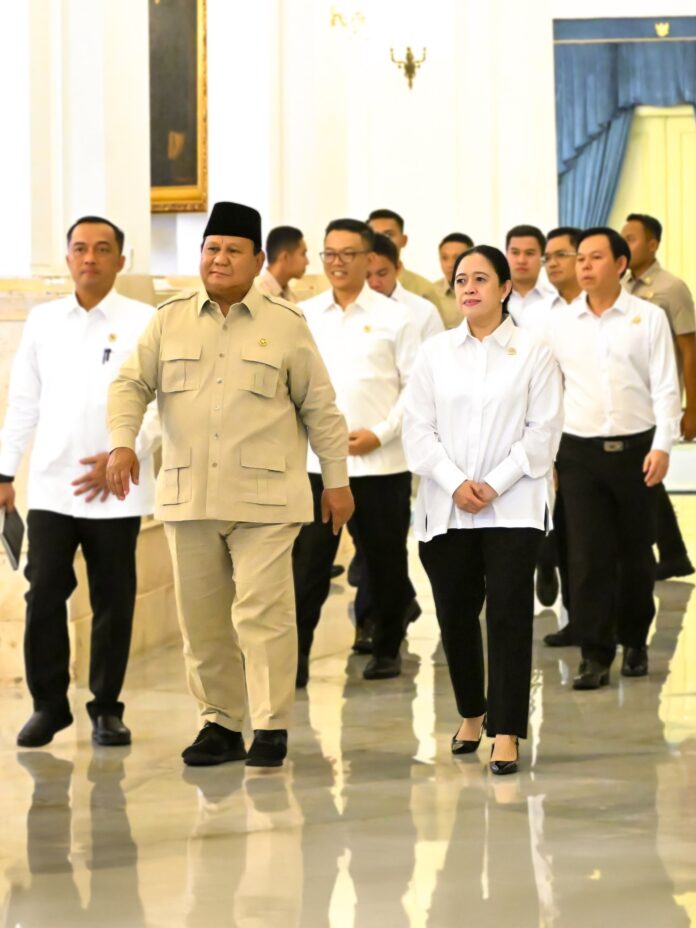 Ketua DPR RI Puan Maharani menghadiri acara peluncuran logo HUT Kemerdekaan ke-80 Indonesia yang berlangsung di Istana Negara, Jakarta, Rabu (23/7). [astakom / X @puanmaharani_ri]