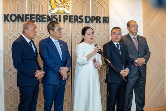 Konferensi Pers Ketua DPR Puan Maharani di Gedung DPR, Kompleks Parlemen, Senayan, Jakarta, Kamis (3/7). [astakom]