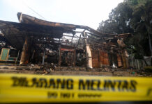 Pasar Taman Puring pasca kebakaran, di Kebayoran Baru, Jakarta Selatan, Selasa (29/7). [astakom/str-Antasena]