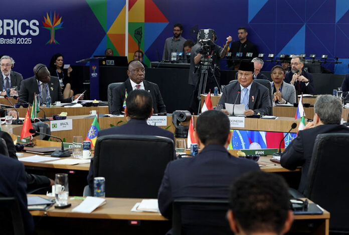Presiden Prabowo menghadiri KTT BRICS, di Rio de Janeiro, Brasil, Minggu (6/7). [Tim Media Presiden]