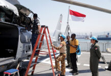 Inspeksi dari PBB, di Dermaga 4 Beirut, Lebanon, Selasa (22/7). [astakom/Pen Puspenerbal]