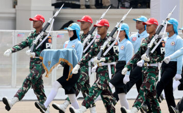 Peringatan HUT ke-80 Kemerdekaan RI, upacara menggelar gladi kotor di halaman Istana Merdeka, Jakarta, Rabu (13/8).