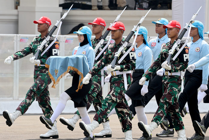 Peringatan HUT ke-80 Kemerdekaan RI, upacara menggelar gladi kotor di halaman Istana Merdeka, Jakarta, Rabu (13/8).