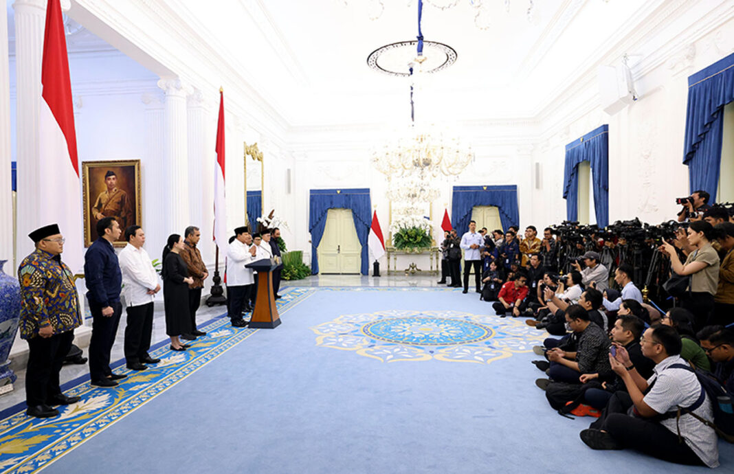 Presiden Prabowo Subianto memberikan keterangan pers, di Istana Merdeka, Jakarta, Minggu (31/8).