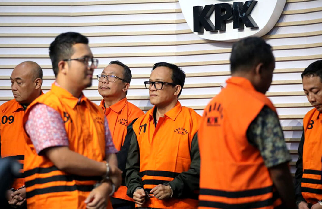 Konferensi pers di Gedung KPK, Jakarta, Jumat (22/8).
