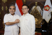 Wakil Ketua Umum Partai Gerindra Sugiono menjabat sebagai Sekjen Partai Gerindra, di Padepokan Garudayaksa, Hambalang, Bogor, Jawa Barat, Jumat (1/8). [Tim Media Presiden]