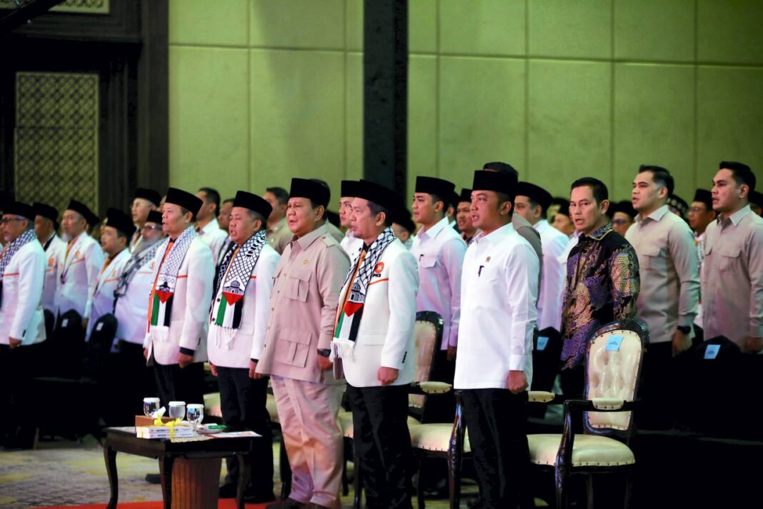 Presiden Prabowo Subianto menghadiri puncak acara Munas ke-VI Partai Keadilan Sejahtera (PKS), di Jakarta, Senin (29/9).