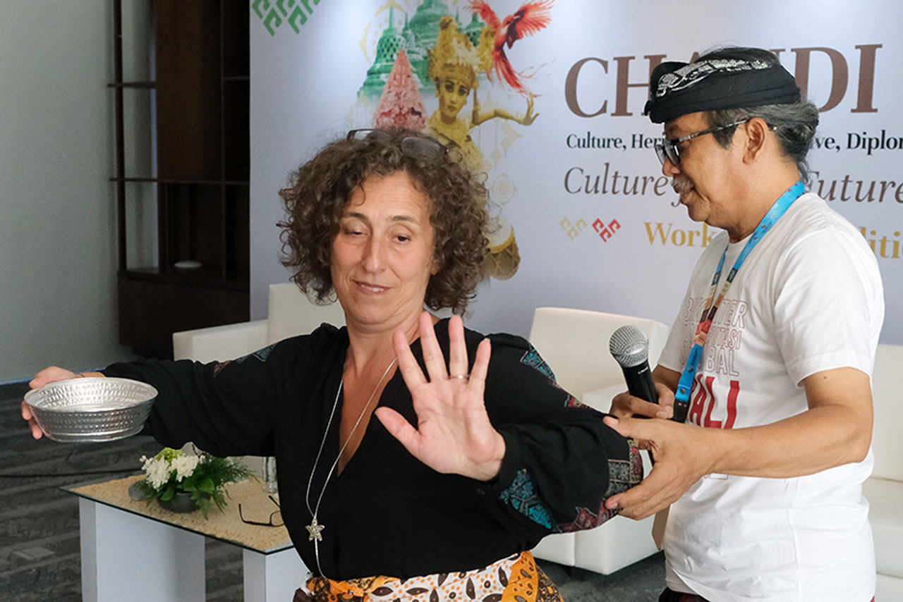 Lokakarya Sejumlah delegasi mengikuti lokakarya tentang warisan budaya Indonesia pada konferensi budaya internasional Culture, Heritage, Art, Narrative, Diplomacy, and Innovation (CHANDI) 2025, di Sanur, Denpasar, Bali, Kamis (4/9).
