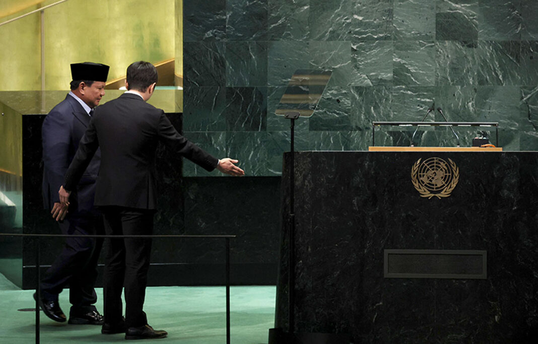 Presiden Prabowo Subianto menyampaikan pidato dalam Sidang Majelis Umum ke-80 Perserikatan Bangsa-Bangsa (PBB), di New York, Amerika Serikat, Selasa (23/9).