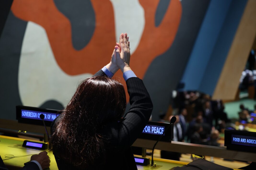 Presiden Prabowo Subianto menyampaikan pidato dalam Sidang Majelis Umum ke-80 Perserikatan Bangsa-Bangsa (PBB), di New York, Amerika Serikat, Selasa (23/9).