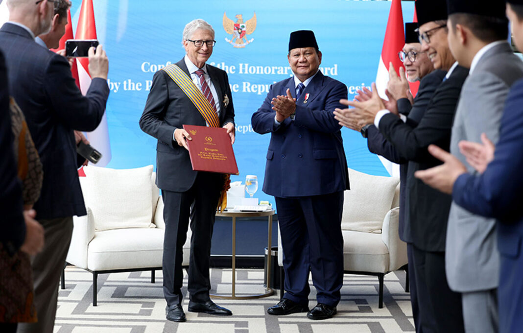 Presiden Prabowo Subianto mengadakan pertemuan dengan tokoh Filantropi dunia Bill Gates, di New York, Amerika Serikat, Selasa (23/9).