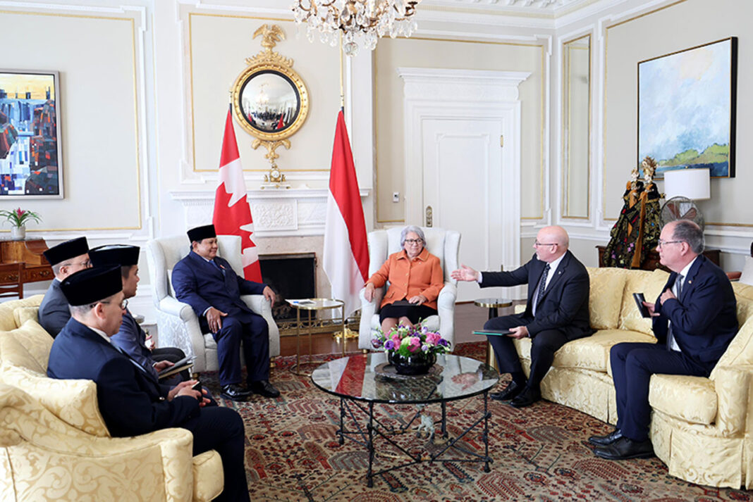 Presiden Prabowo Subianto melakukan pertemuan bilateral dengan Gubernur Jenderal Kanada Mary Simon, di Rideau Hall, Ottawa, Kanada, Rabu (24/9).