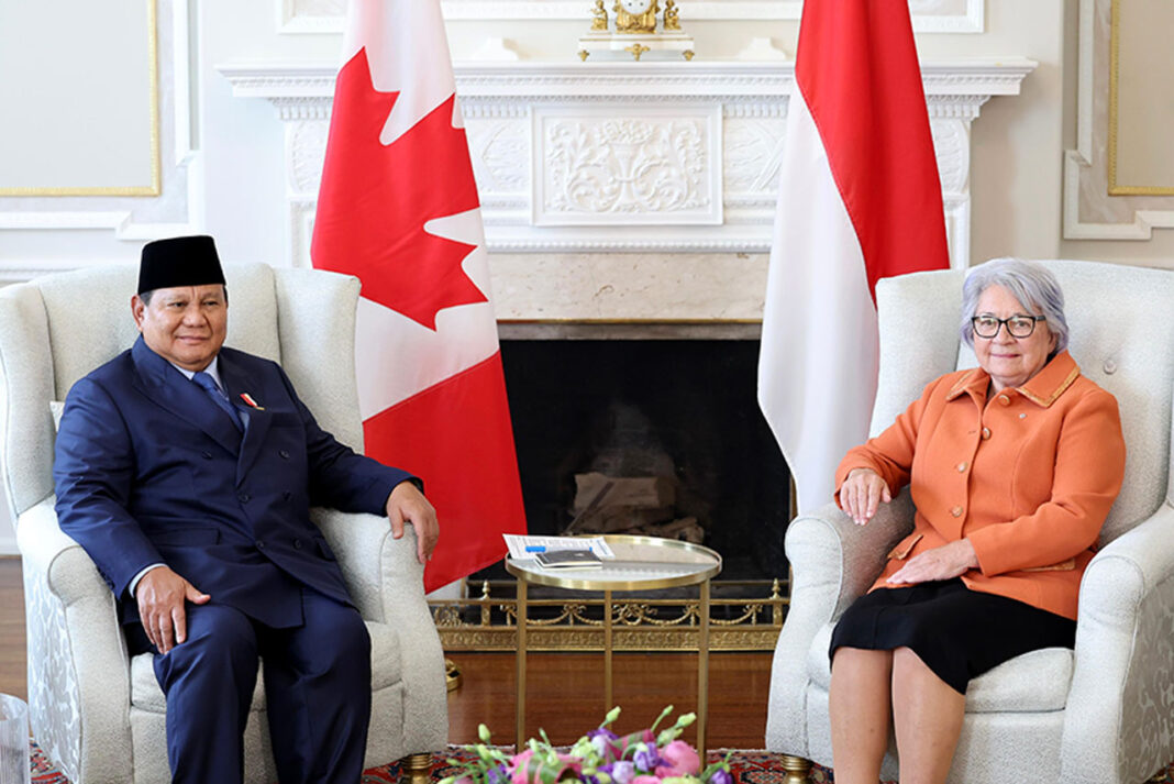 Presiden Prabowo Subianto melakukan pertemuan bilateral dengan Gubernur Jenderal Kanada Mary Simon, di Rideau Hall, Ottawa, Kanada, Rabu (24/9).