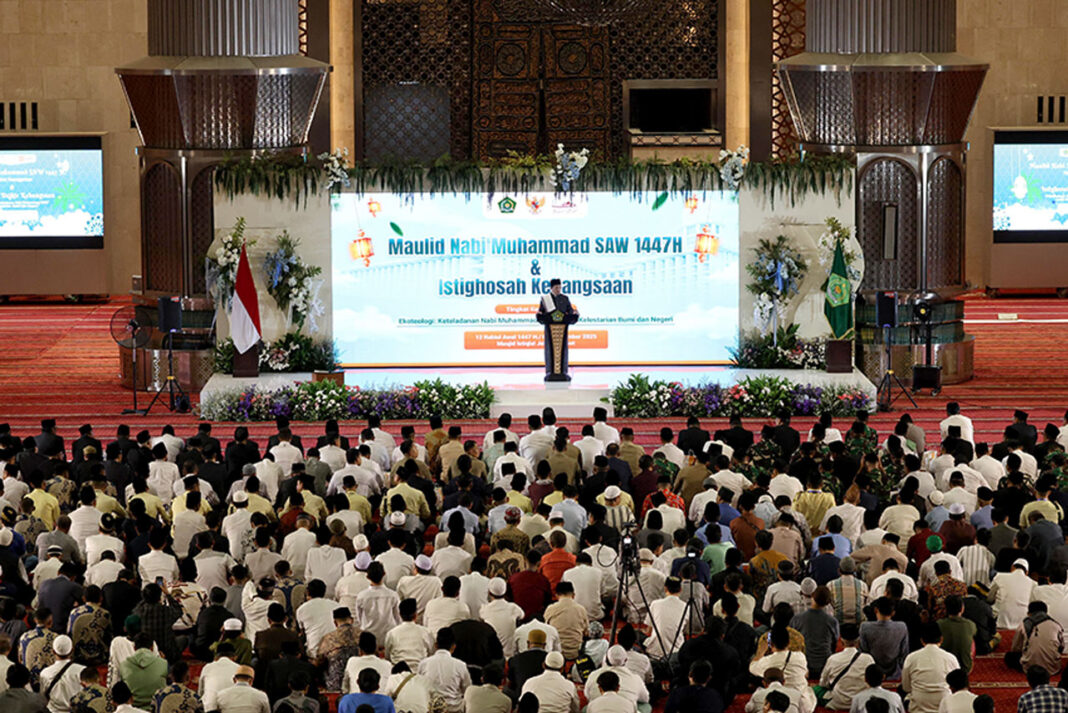 Presiden Prabowo Subianto menghadiri acara peringatan Maulid Nabi Muhammad SAW, di Masjid Istiqlal, Jakarta, Kamis (4/9).