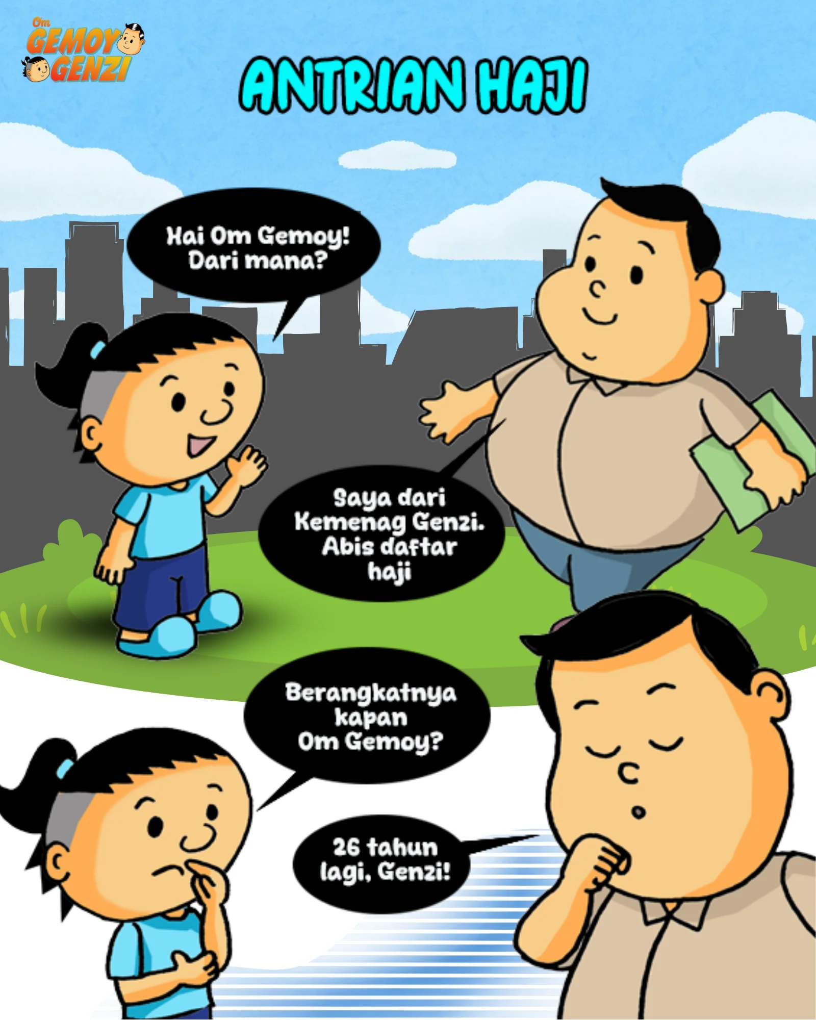 Kartun Om Gemoy dan Genzi Daftar Haji 1