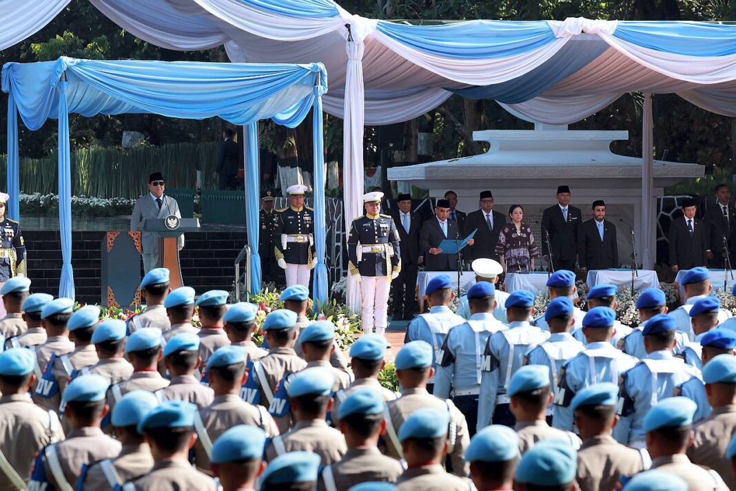 Presiden Prabowo Subianto memimpin upacara Hari Peringatan Kesaktian Pancasila, di Monumen Pancasila Sakti, Lubang Buaya, Jakarta Timur, Rabu (1/10).