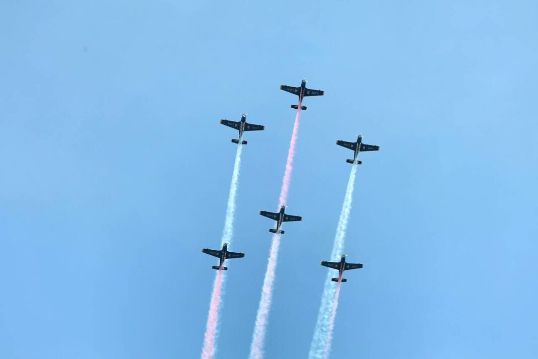 Presiden Prabowo Subianto menghadiri Upacara HUT ke-80 TNI, di Silang Monas, Jakarta, Minggu (5/10).