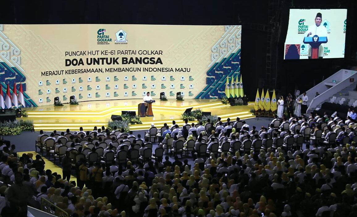 Presiden Prabowo Hadiri Puncak HUT ke-61 Partai Golkar Presiden Prabowo Subianto menghadiri puncak peringatan Hari Ulang Tahun (HUT) ke-61 Partai Golkar, di Istora Senayan, Jakarta, Jumat (5/12).